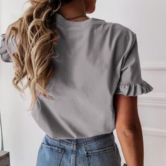 Ruffle Sleeved Tee Shirt - NEW - Picture 2 of 3
